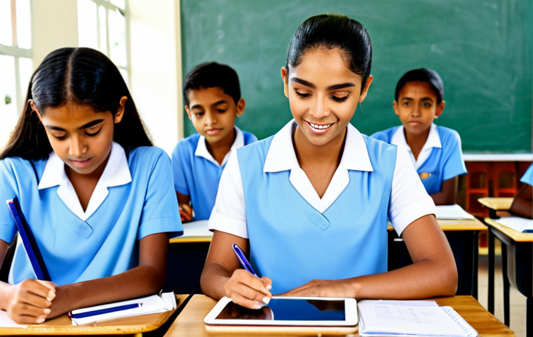 모리셔스 교육 제도 - **

"A modern Mauritian classroom with students using tablets, a teacher instructing, bright and air...